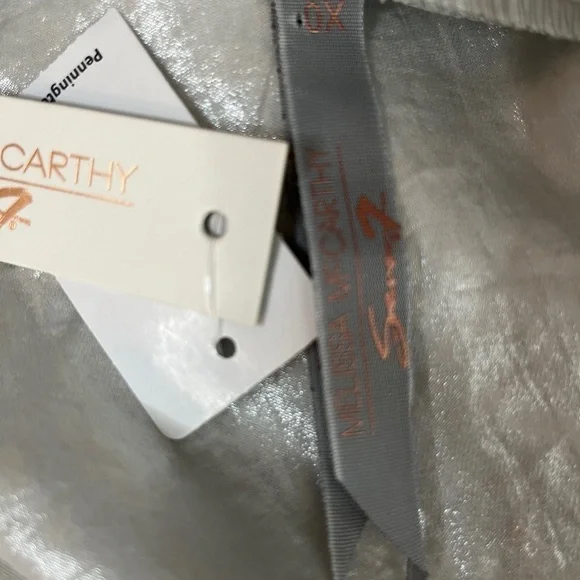 Melissa McCarthy x Seven7 Metallic Long Sleeve Faux Wrap Blouse Size 0X BNWT - Picture 3 of 7